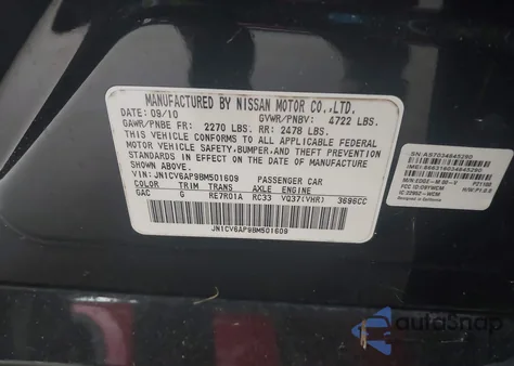 2011 Infiniti G37 Limited Edition from USA, damaged, VIN JN1CV6AP9BM501609